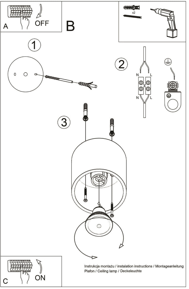 Schéma d'installation du luminaire