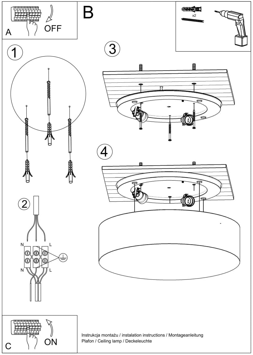 Schéma d'installation du luminaire