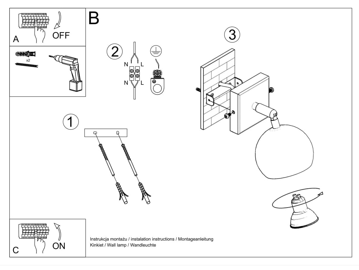Schéma d'installation du luminaire