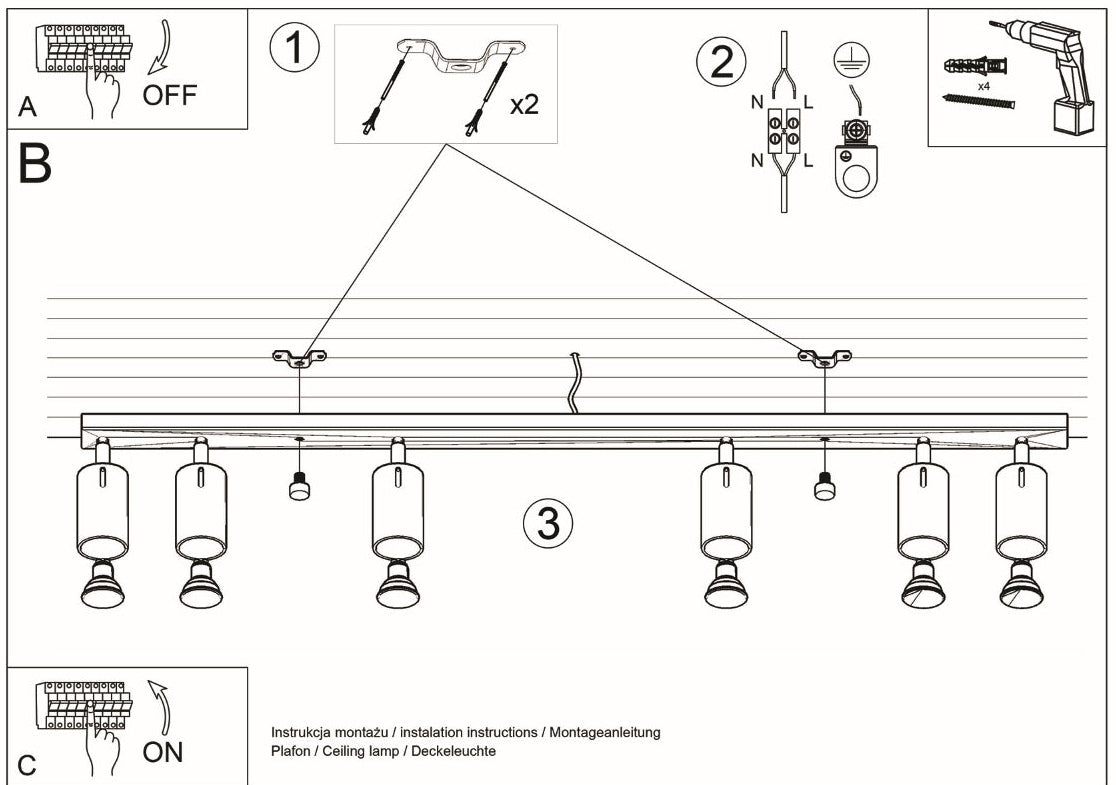 Schéma d'installation du luminaire