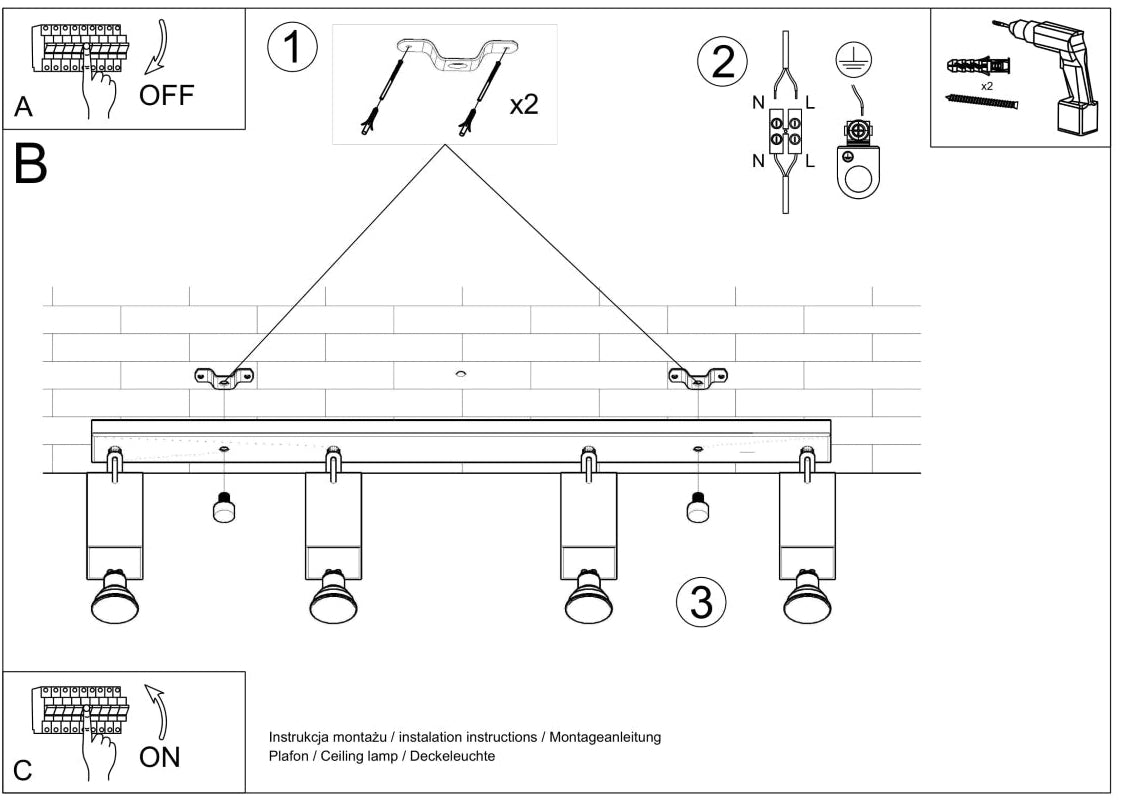 Schéma d'installation du luminaire