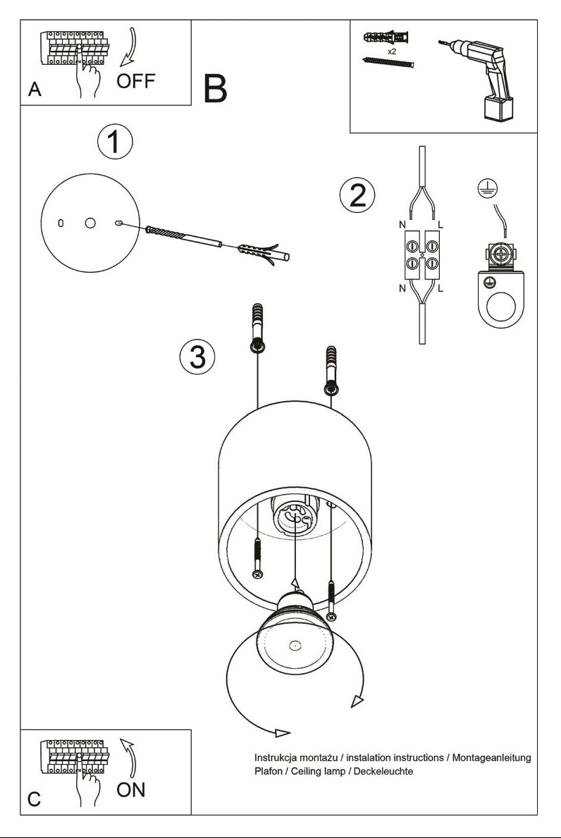 Schéma d'installation du luminaire
