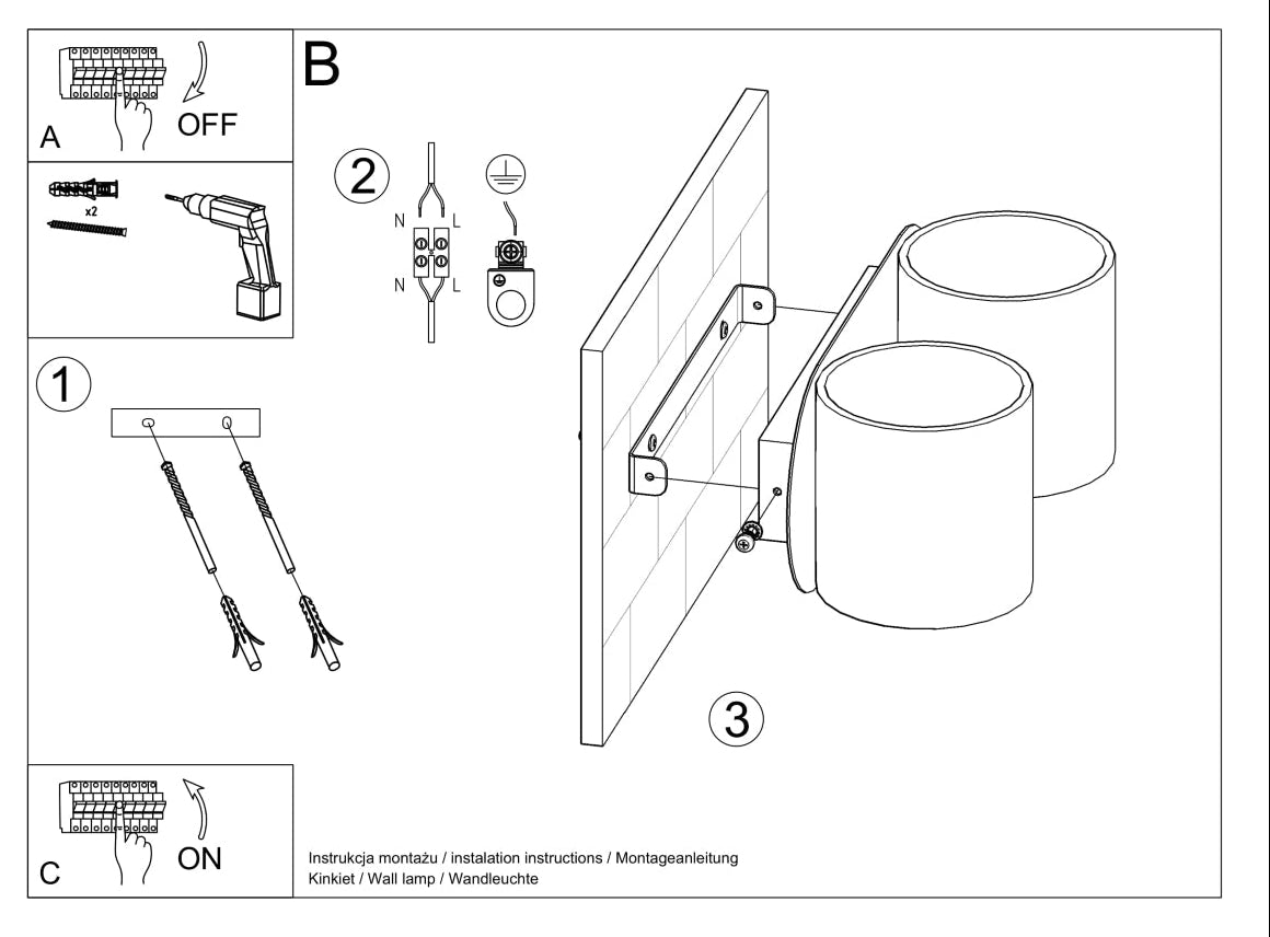 Schéma d'installation du luminaire
