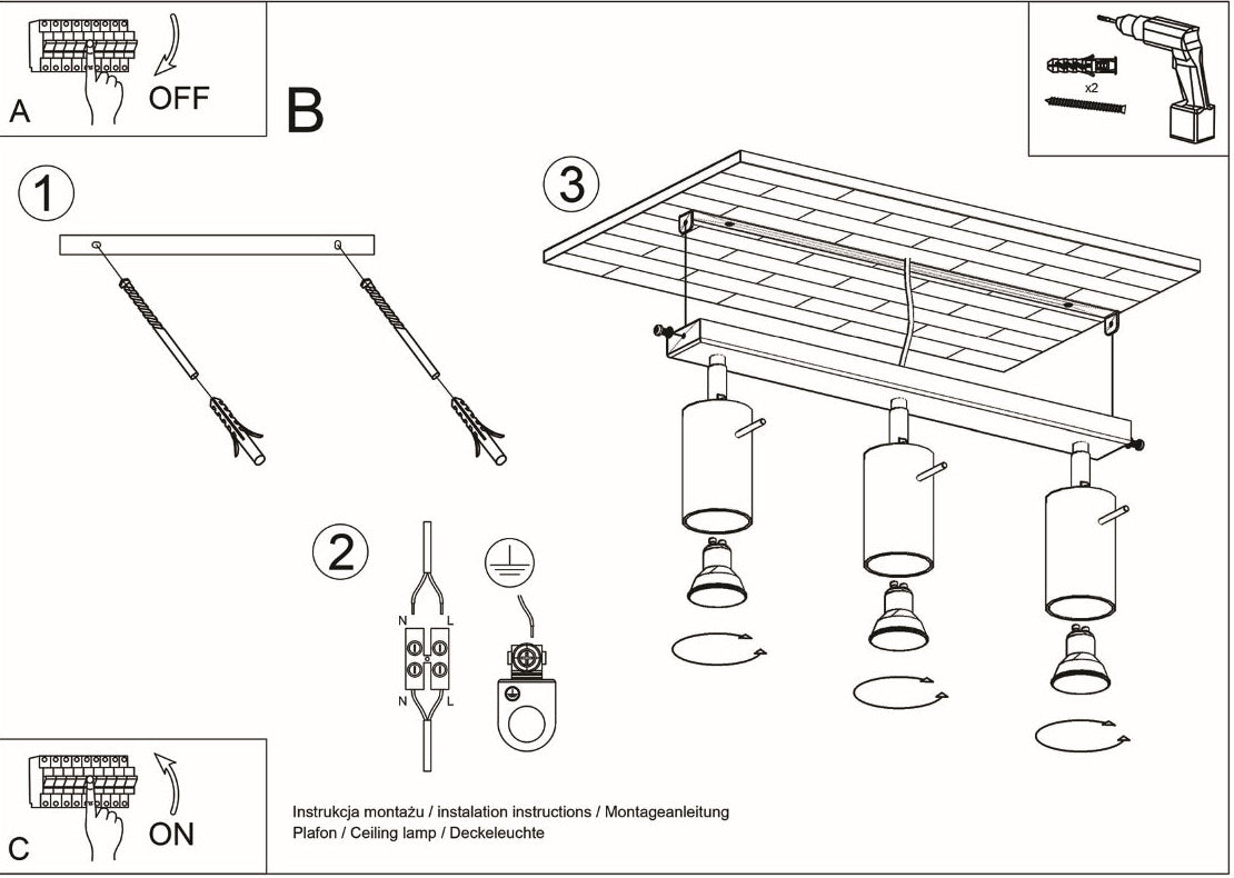 Schéma d'installation du luminaire