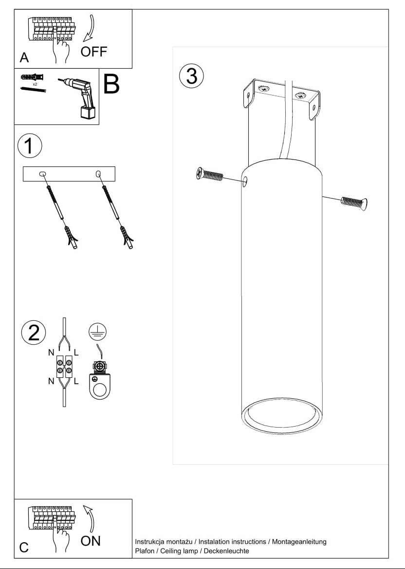 Schéma d'installation du luminaire