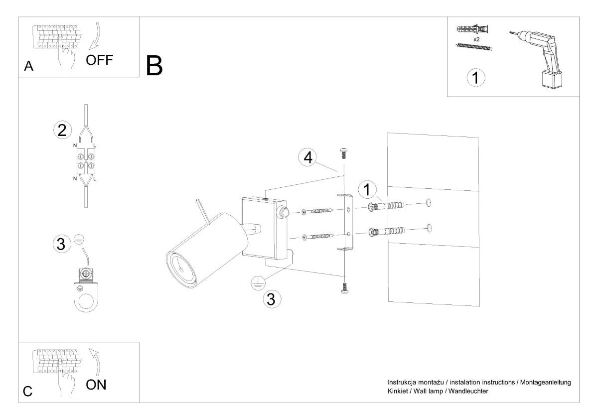 Schéma d'installation du luminaire