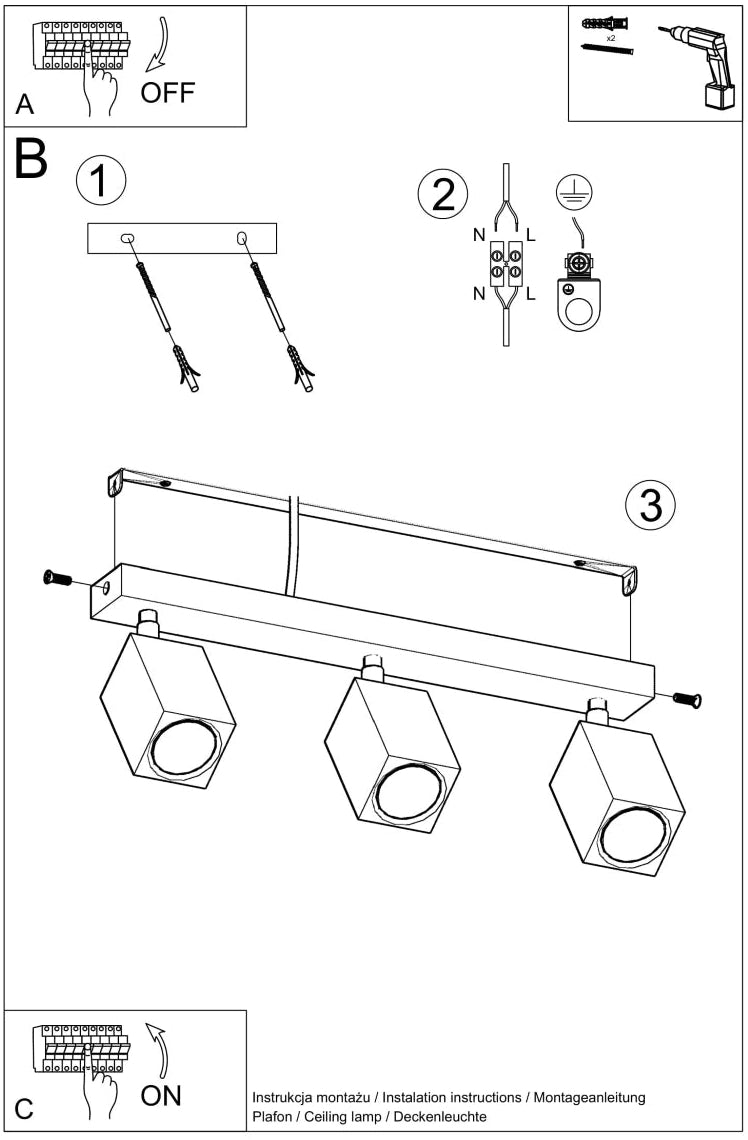 Schéma d'installation du luminaire