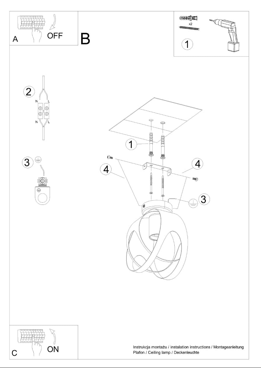 Schéma d'installation du luminaire
