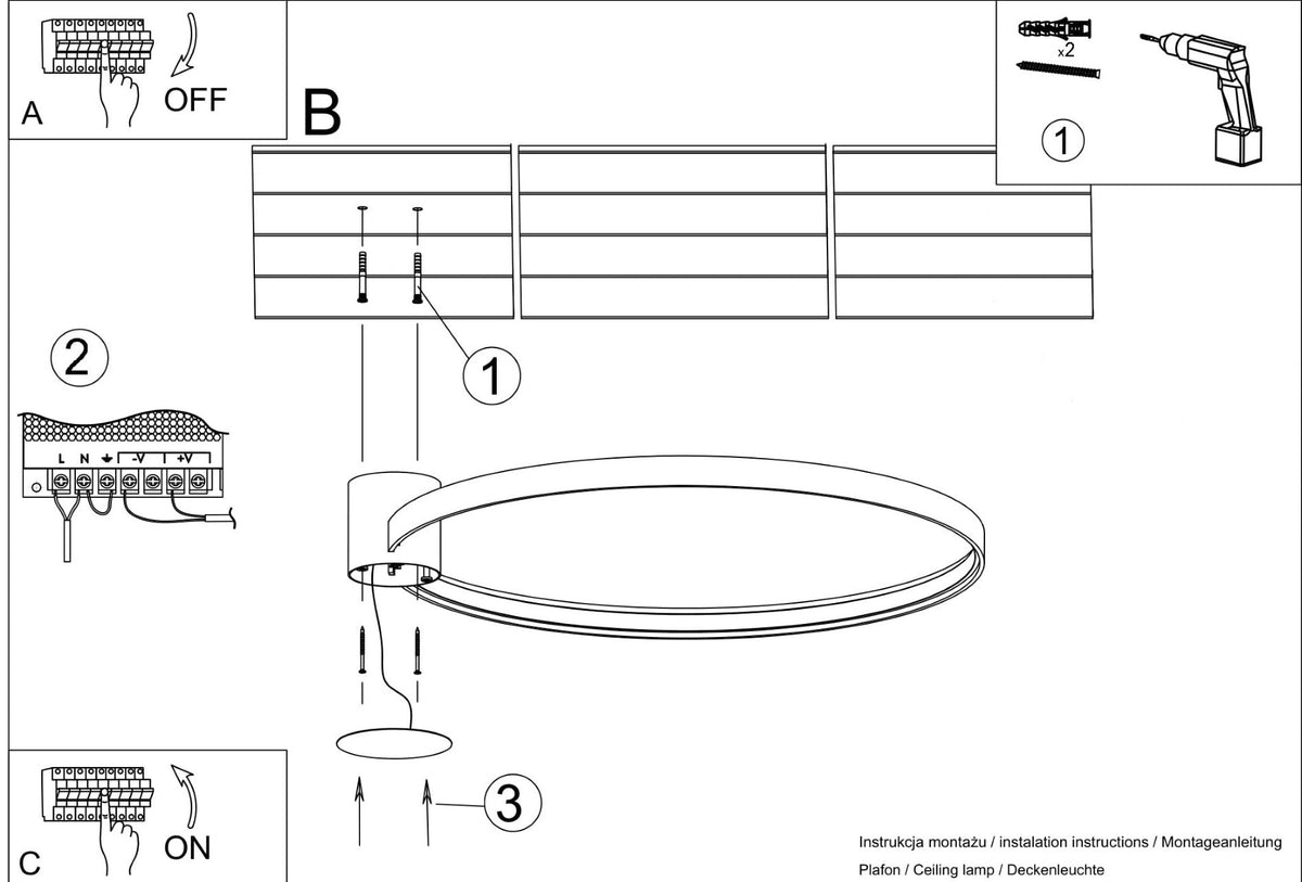 Schéma d'installation du luminaire