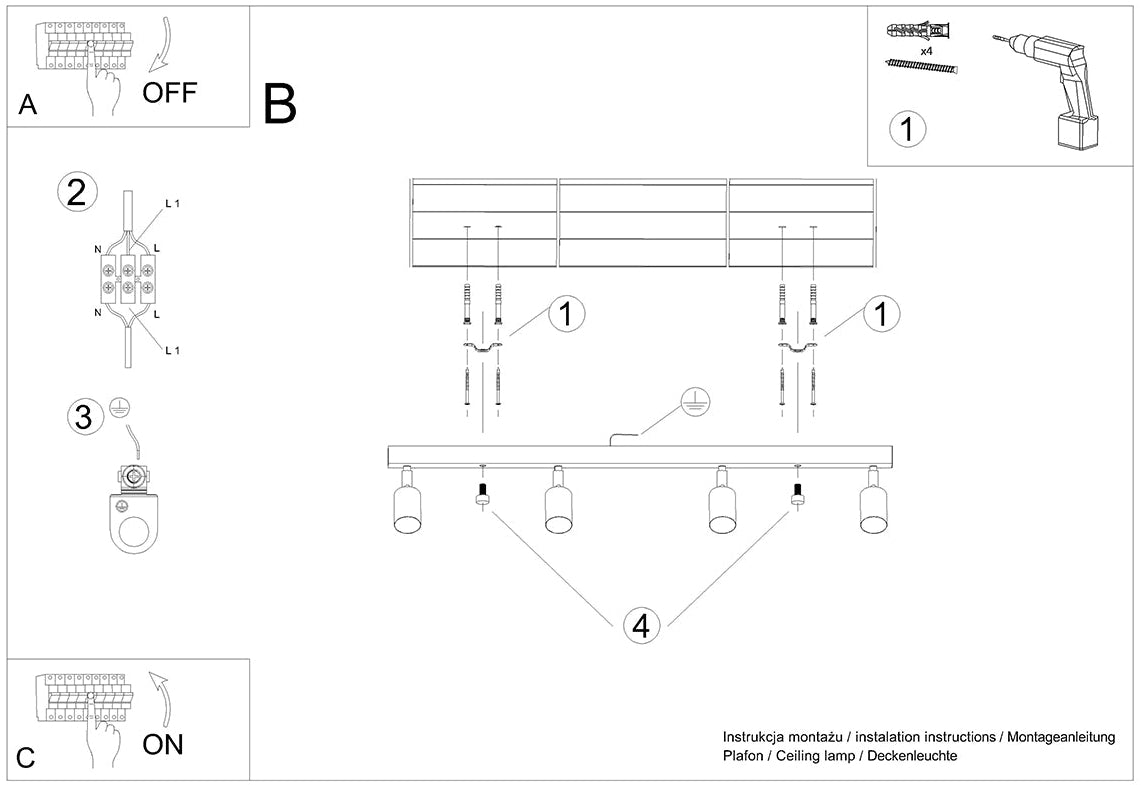 Schéma d'installation du luminaire