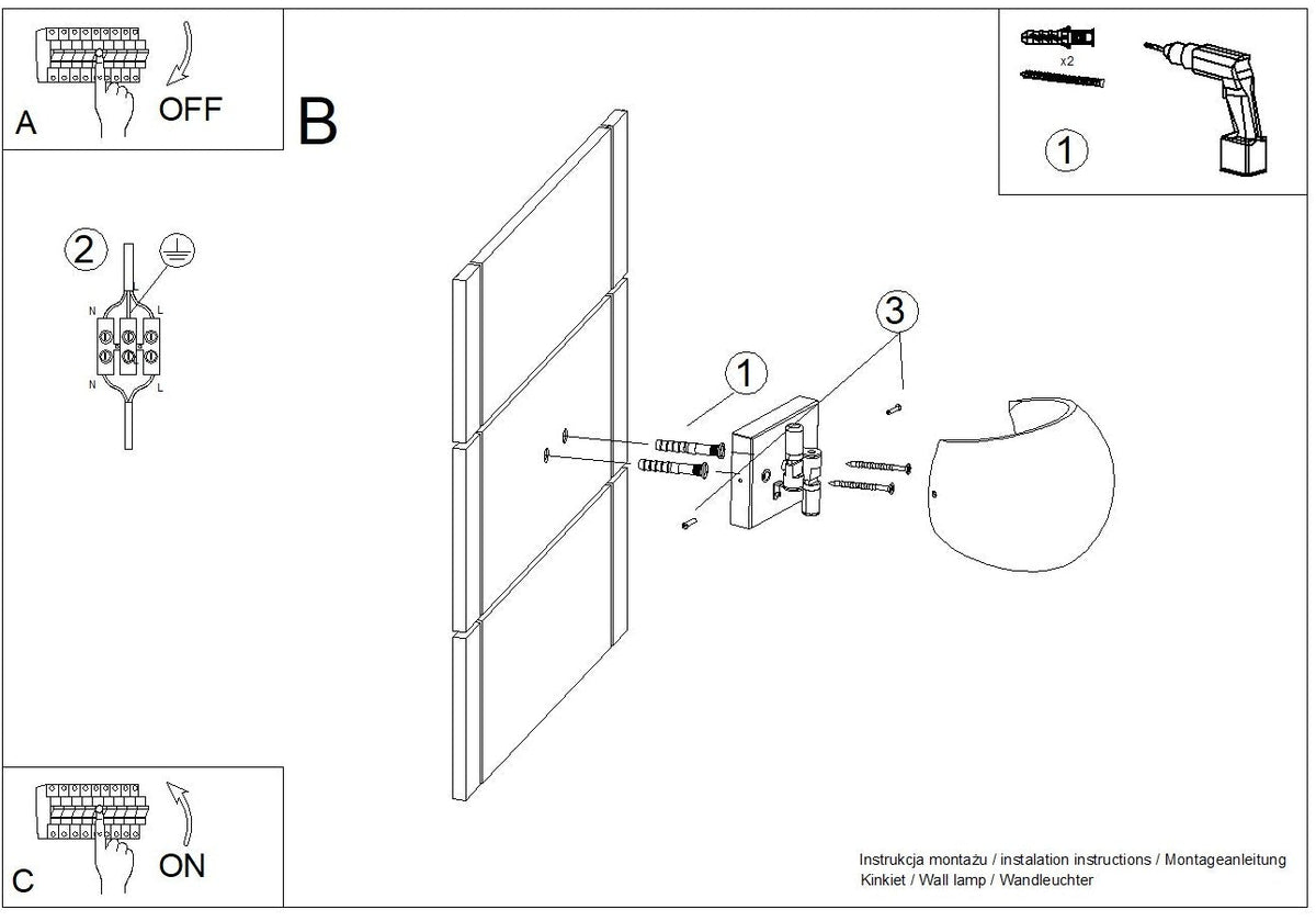 Schéma d'installation du luminaire