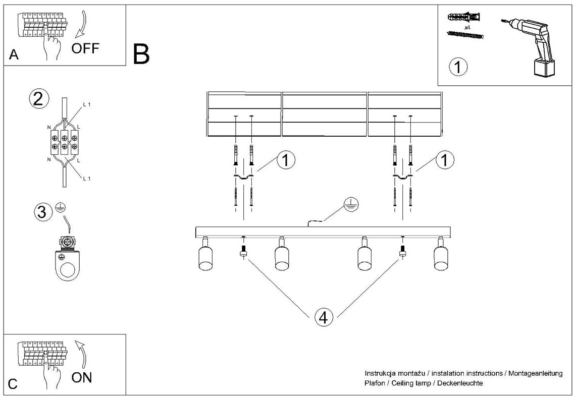 Schéma d'installation du luminaire