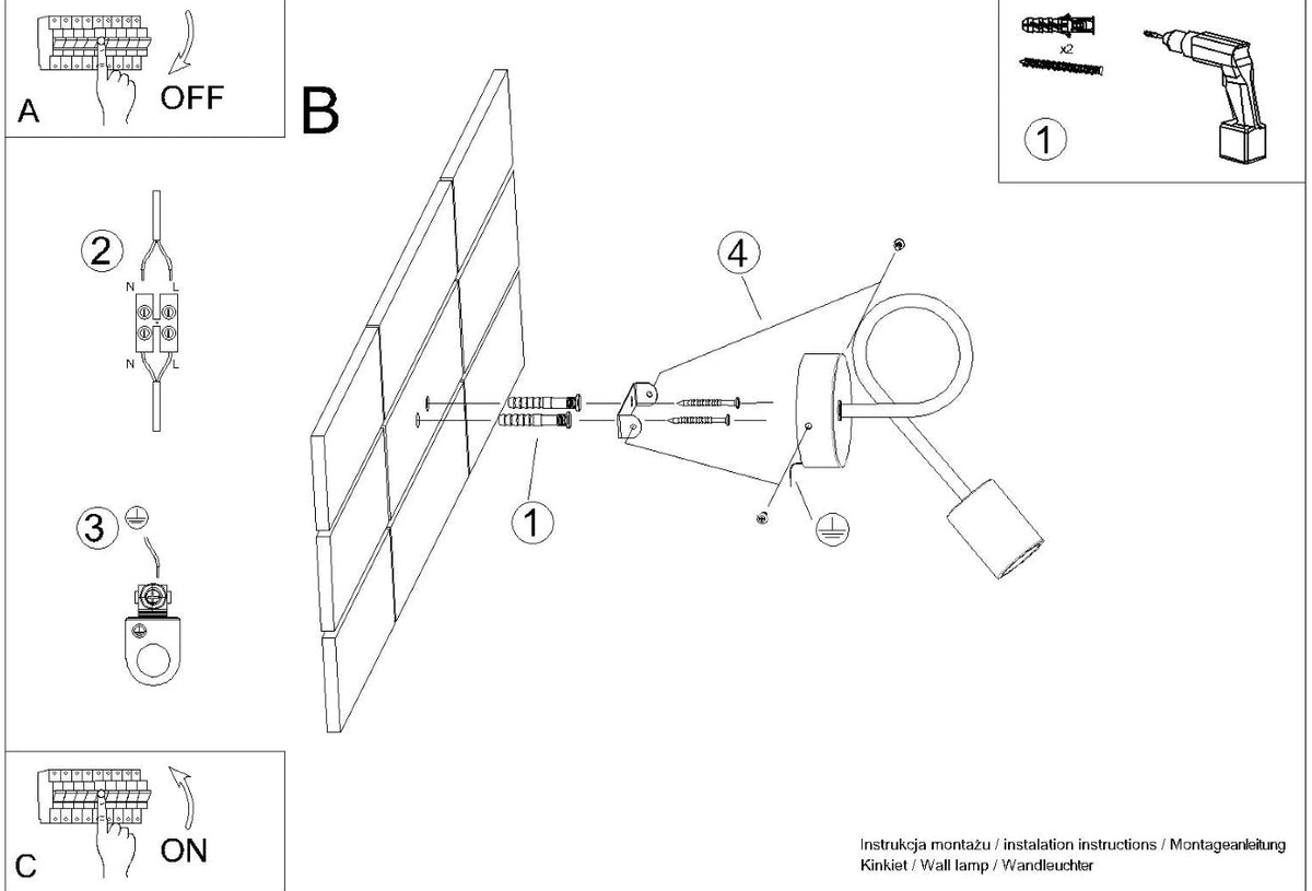 Schéma d'installation du luminaire
