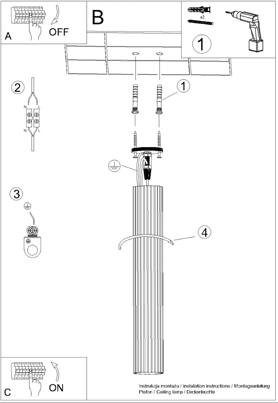 Schéma d'installation du luminaire