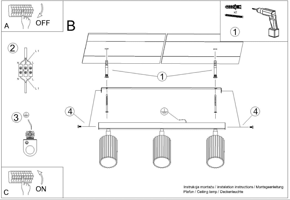 Schéma d'installation du luminaire