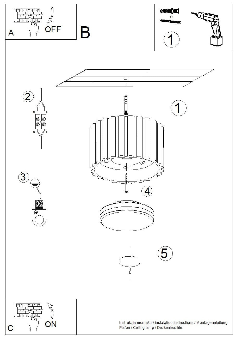 Schéma d'installation du luminaire