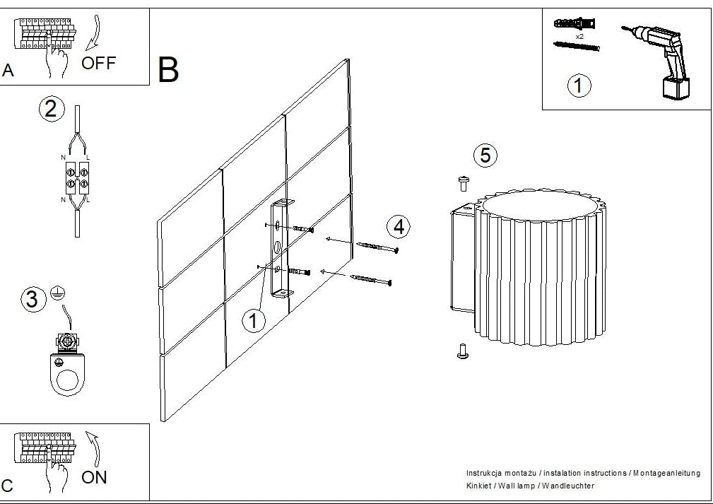 Schéma d'installation du luminaire