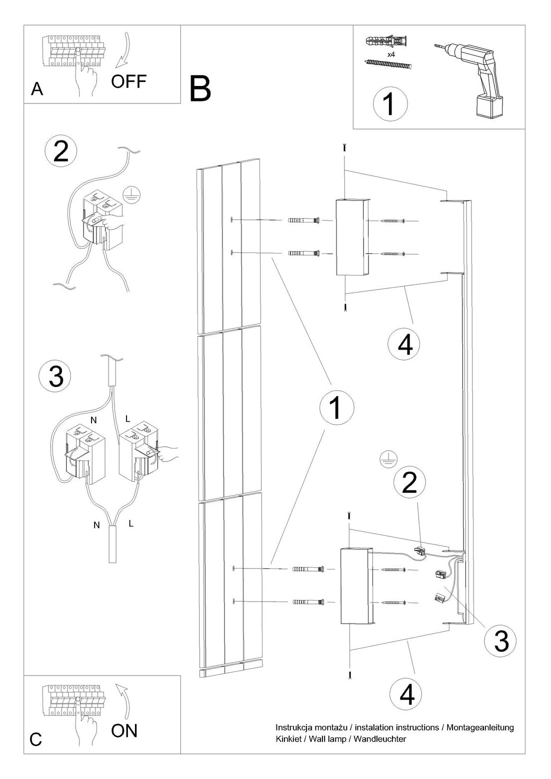 Schéma d'installation du luminaire