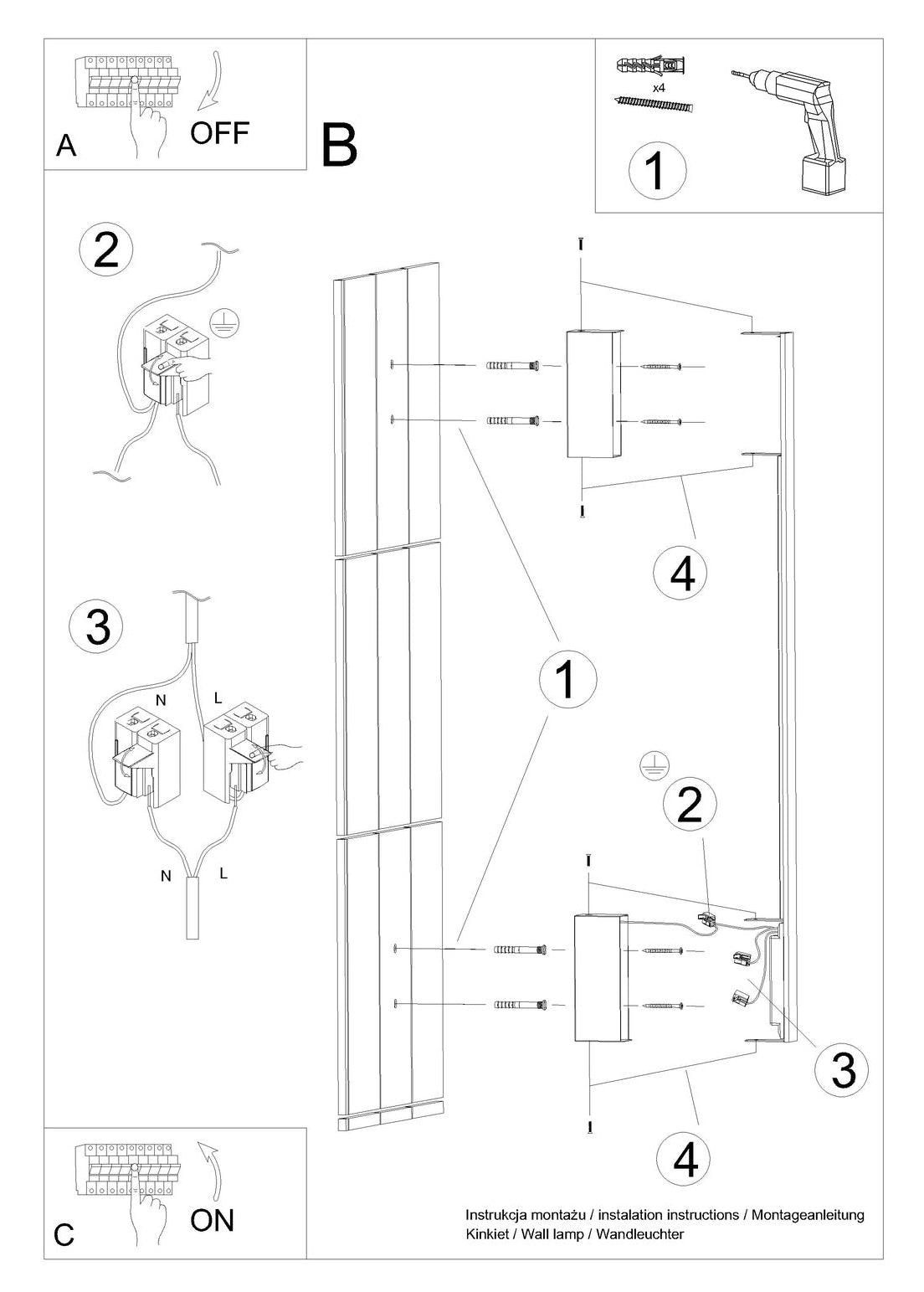 Schéma d'installation du luminaire