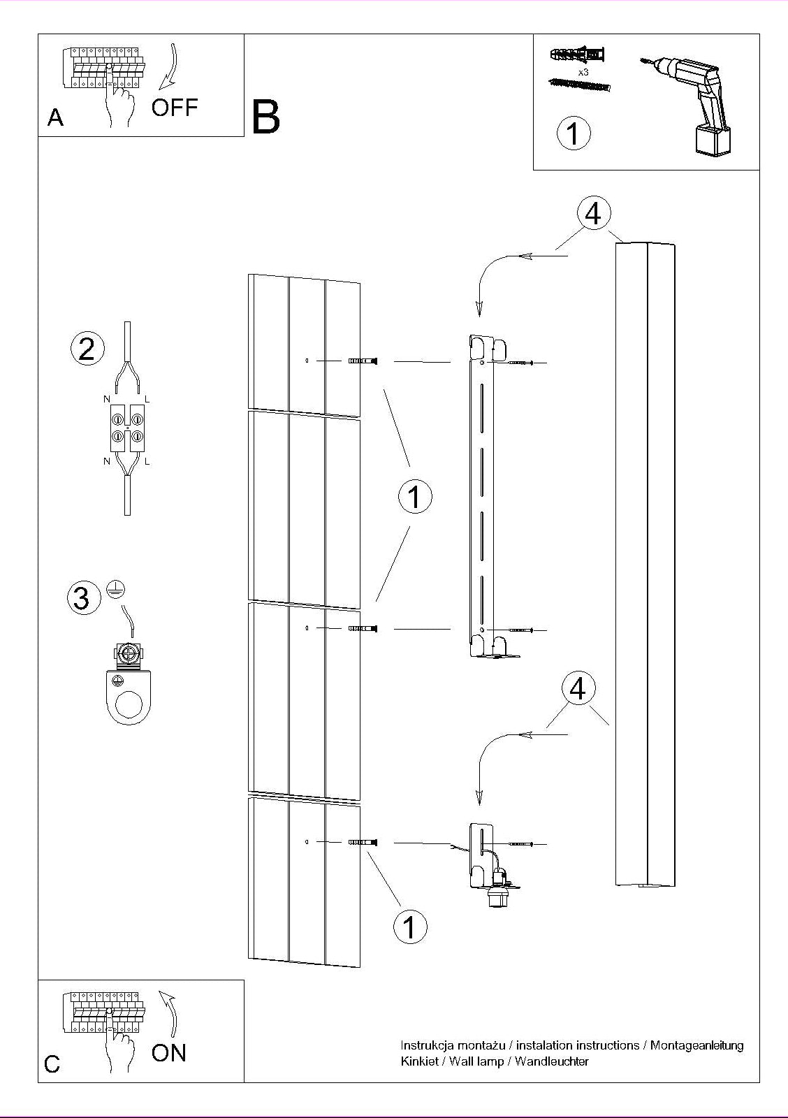 Schéma d'installation du luminaire