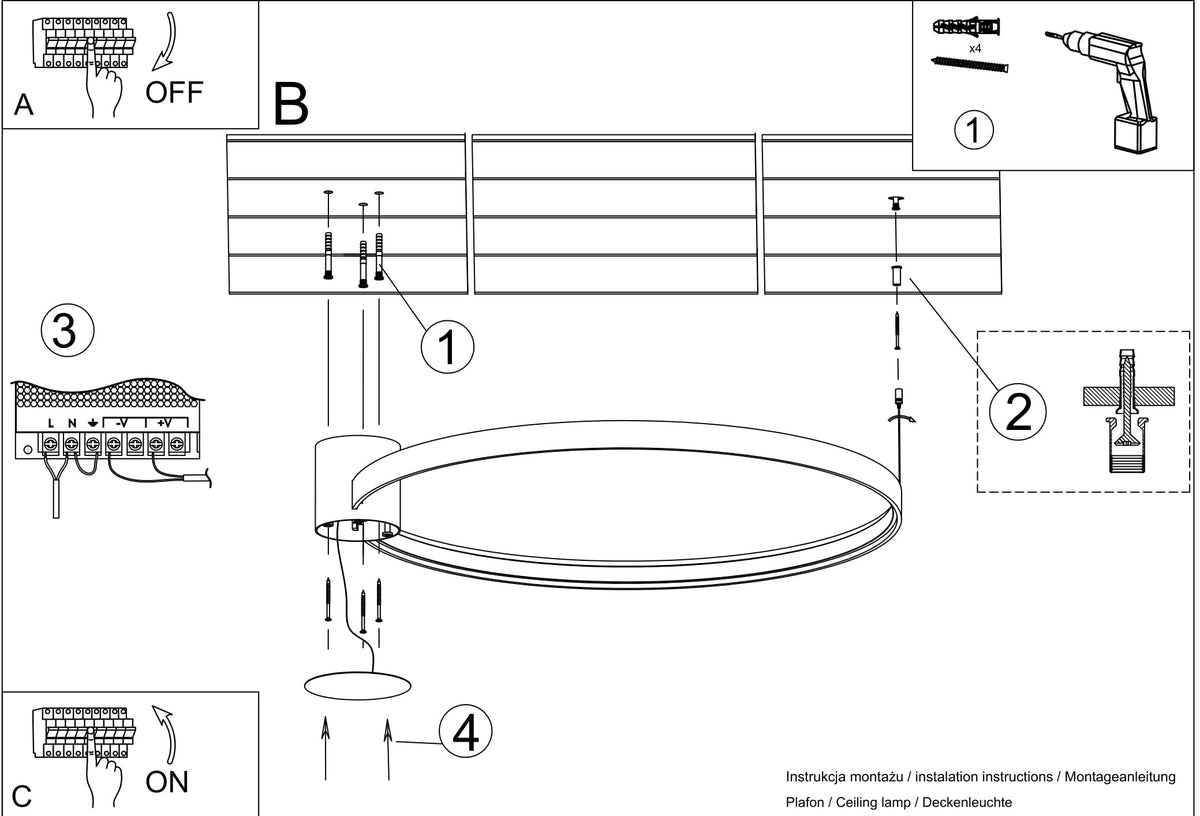 Schéma d'installation du luminaire