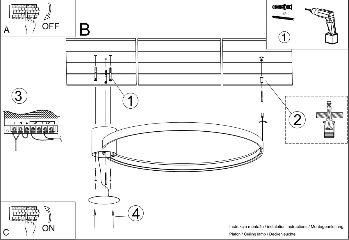 Schéma d'installation du luminaire
