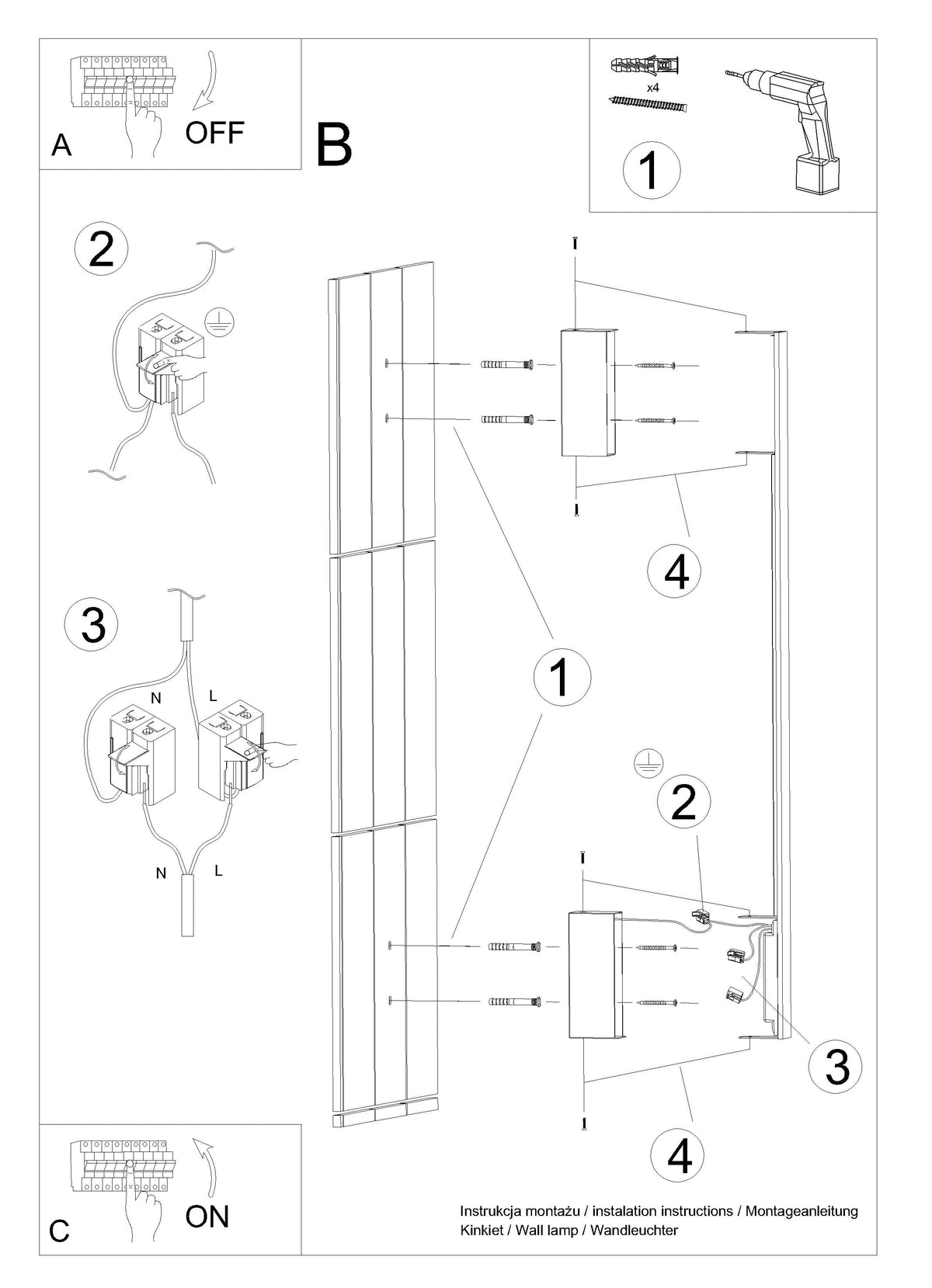Schéma d'installation du luminaire