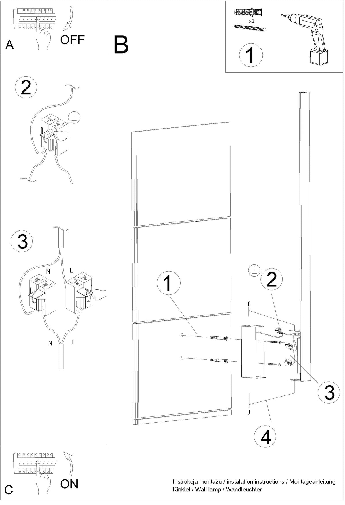 Schéma d'installation du luminaire
