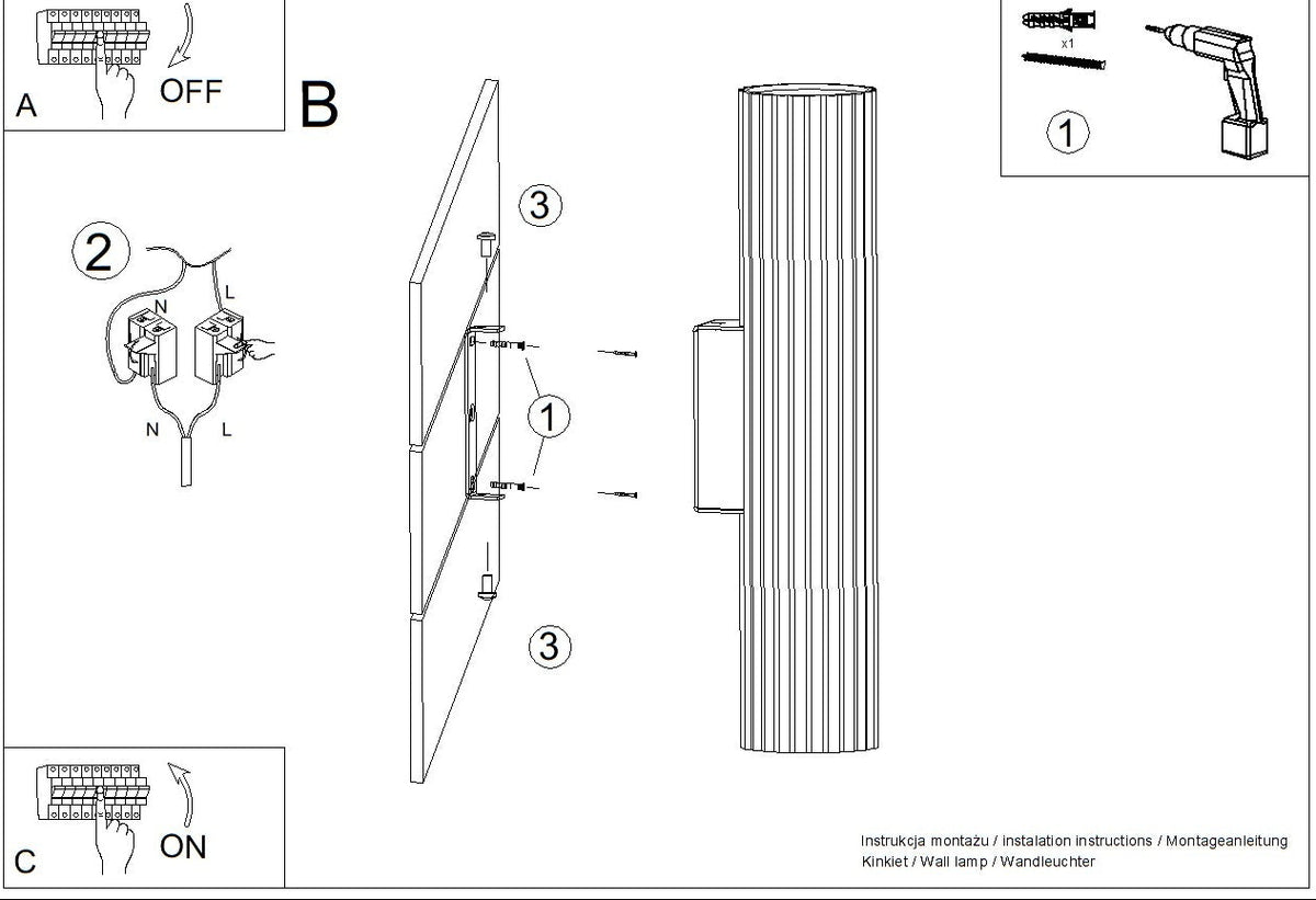 Schéma d'installation du luminaire