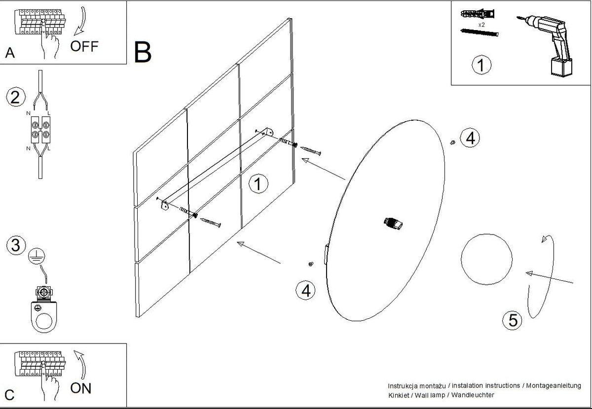Schéma d'installation du luminaire