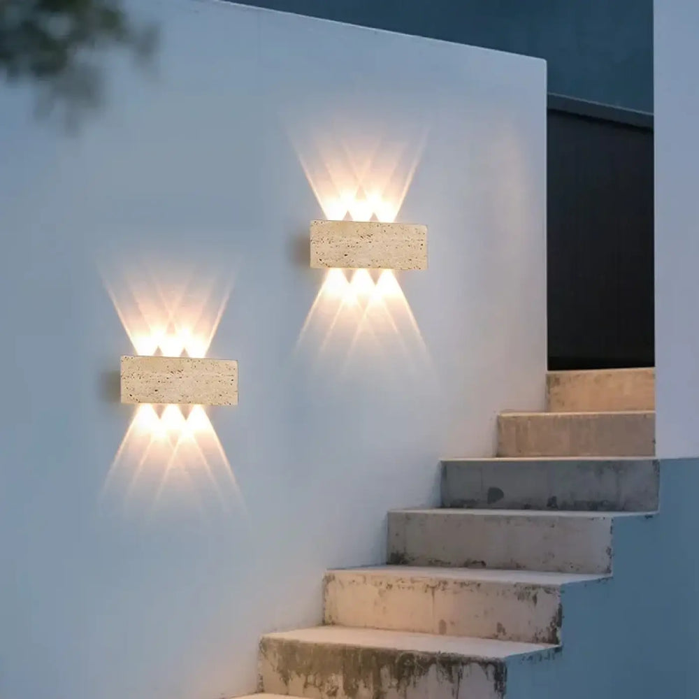 Applique d’extérieur moderne en pierre naturelle beige élégante