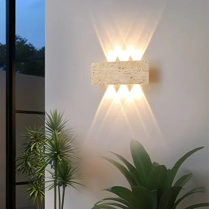Applique d’extérieur moderne en pierre naturelle beige élégante
