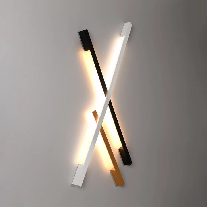 Applique murale lahti m 3000k noir avec boîtier étroit et double bras linéaire en noir blanc et or module led intégré