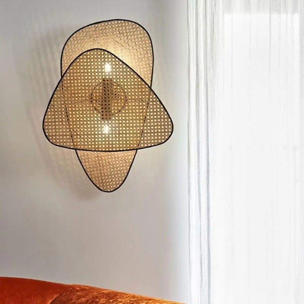 Applique Mural En Rotin Marron En Aluminium Et Rotin