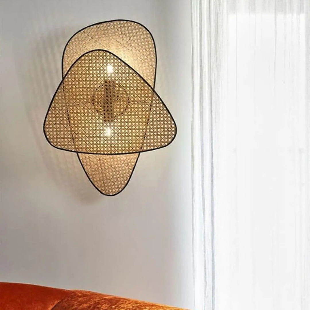 Applique Mural En Rotin Marron En Aluminium Et Rotin