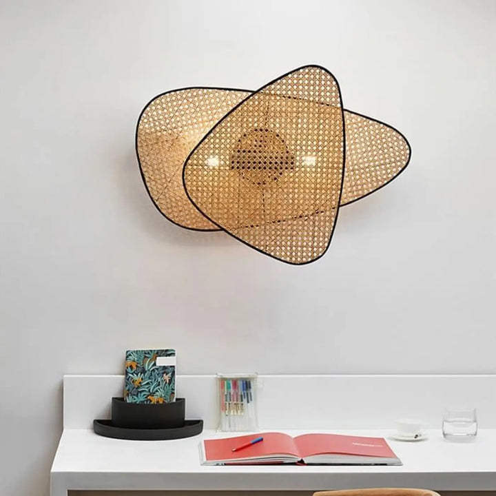 Applique Mural En Rotin Marron En Aluminium Et Rotin
