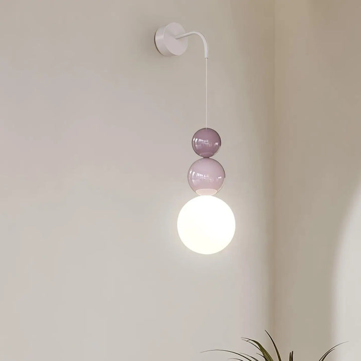 Applique Murale Acrylique À 3 Boules Violet Gris Blanc Marron