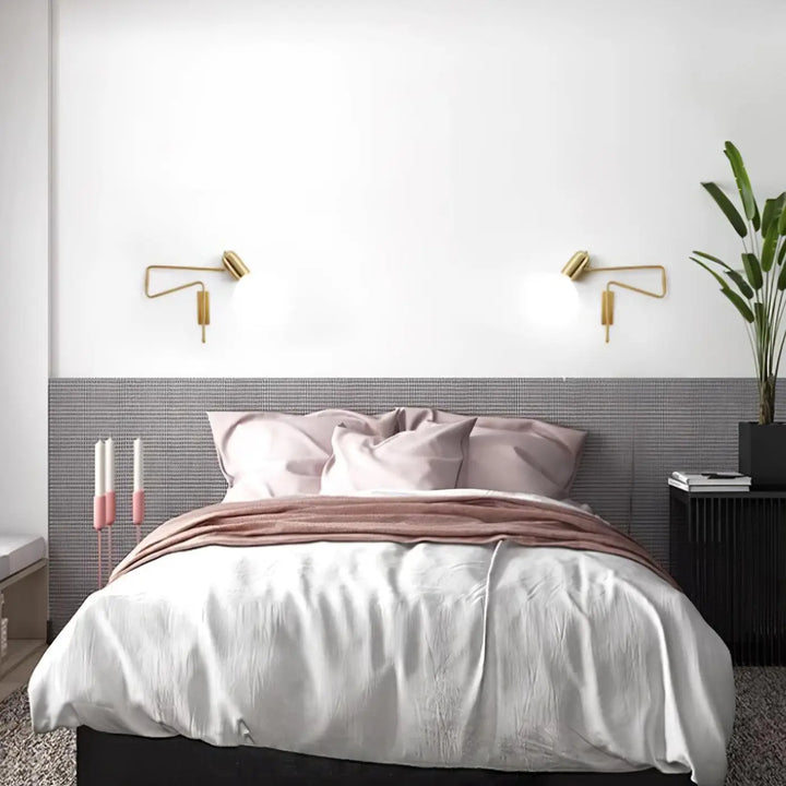 Applique Murale Ajustable avec Bras Articulé Doré