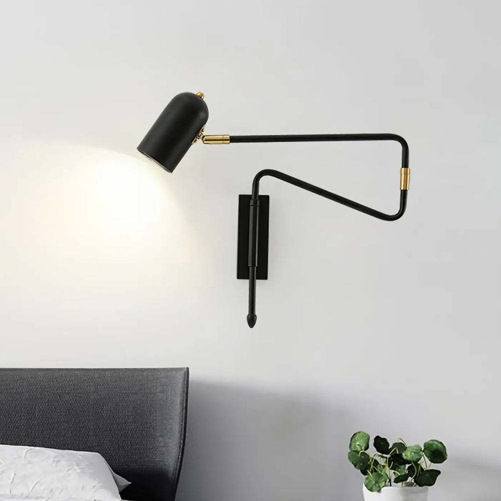 Applique Murale Ajustable avec Bras Articulé Doré