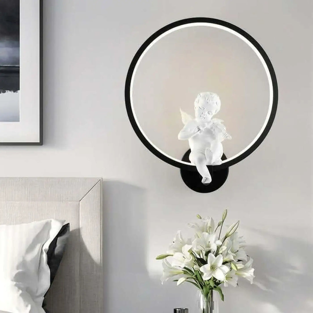 Applique Murale Ange Élégante avec Cercle Lumineux