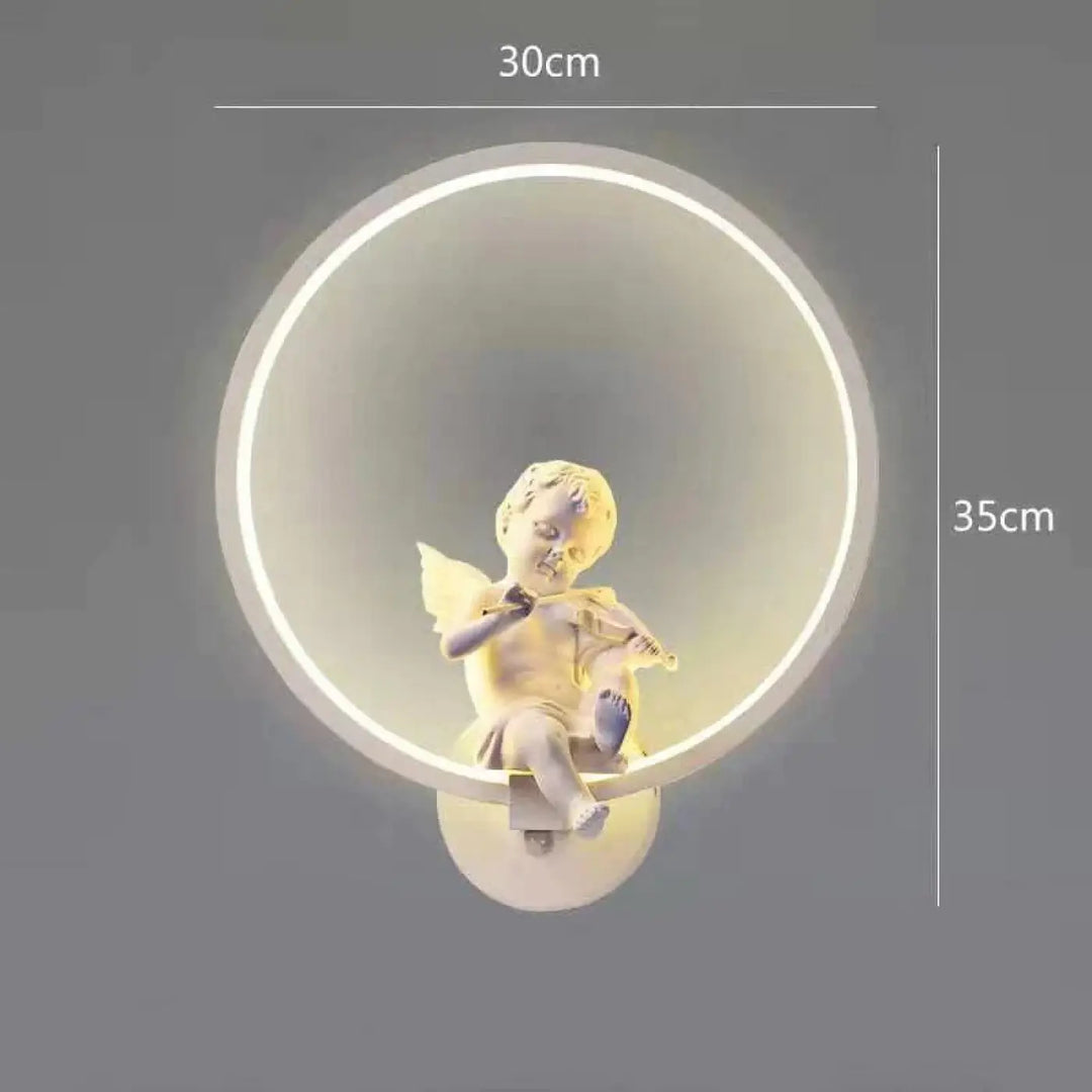 Applique Murale Ange Élégante avec Cercle Lumineux