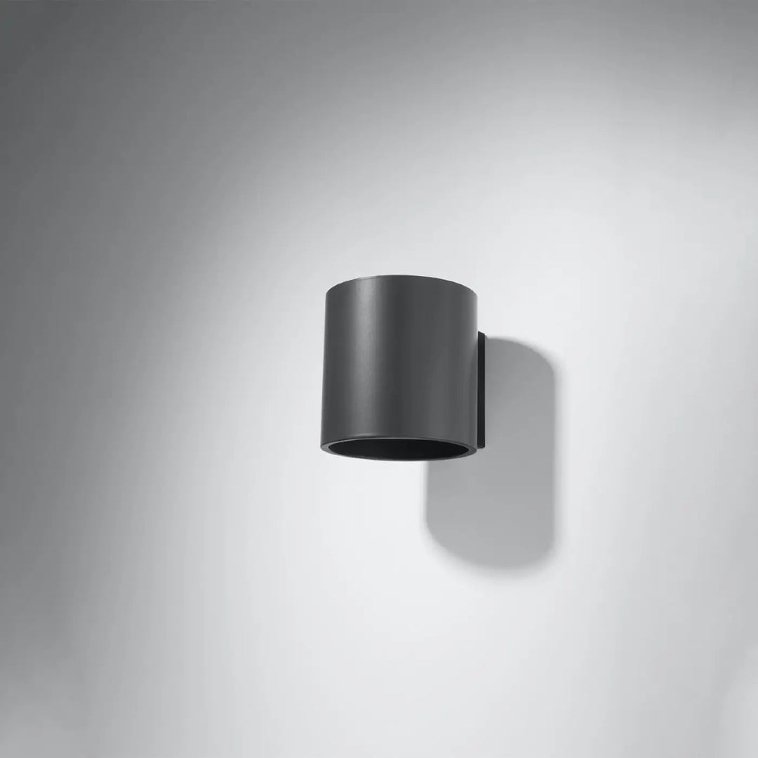 Kinkiet orbis en métal anthracite avec bois naturel, design cylindrique mat et minimaliste pour mur intérieur