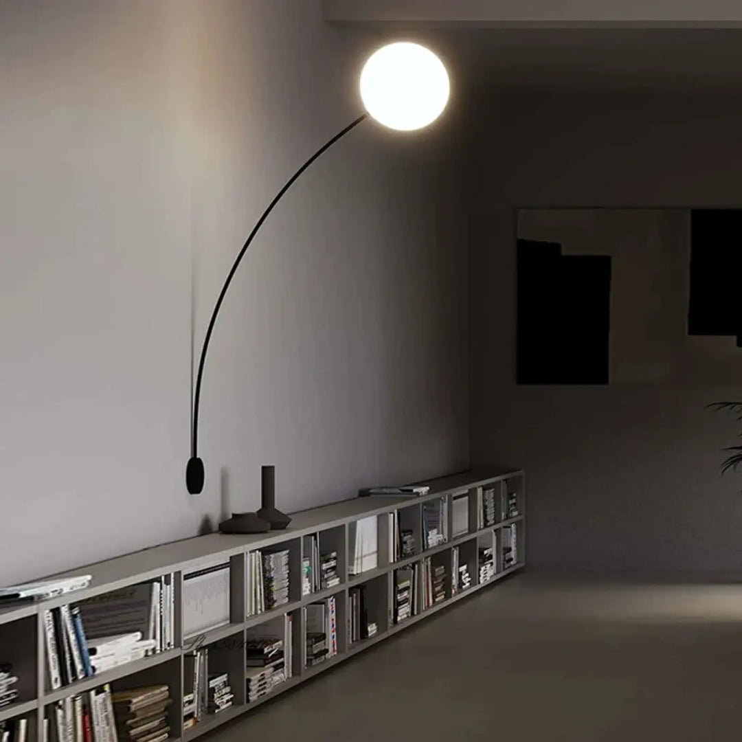 Applique murale arc noir minimaliste à lumière blanche