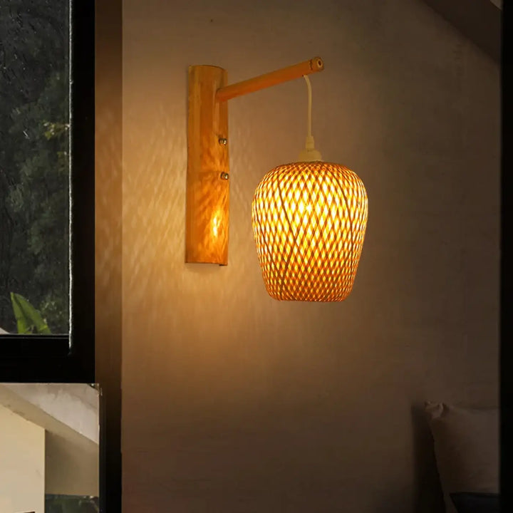 Applique Murale En Bambou Et Rotin Au Design Naturel