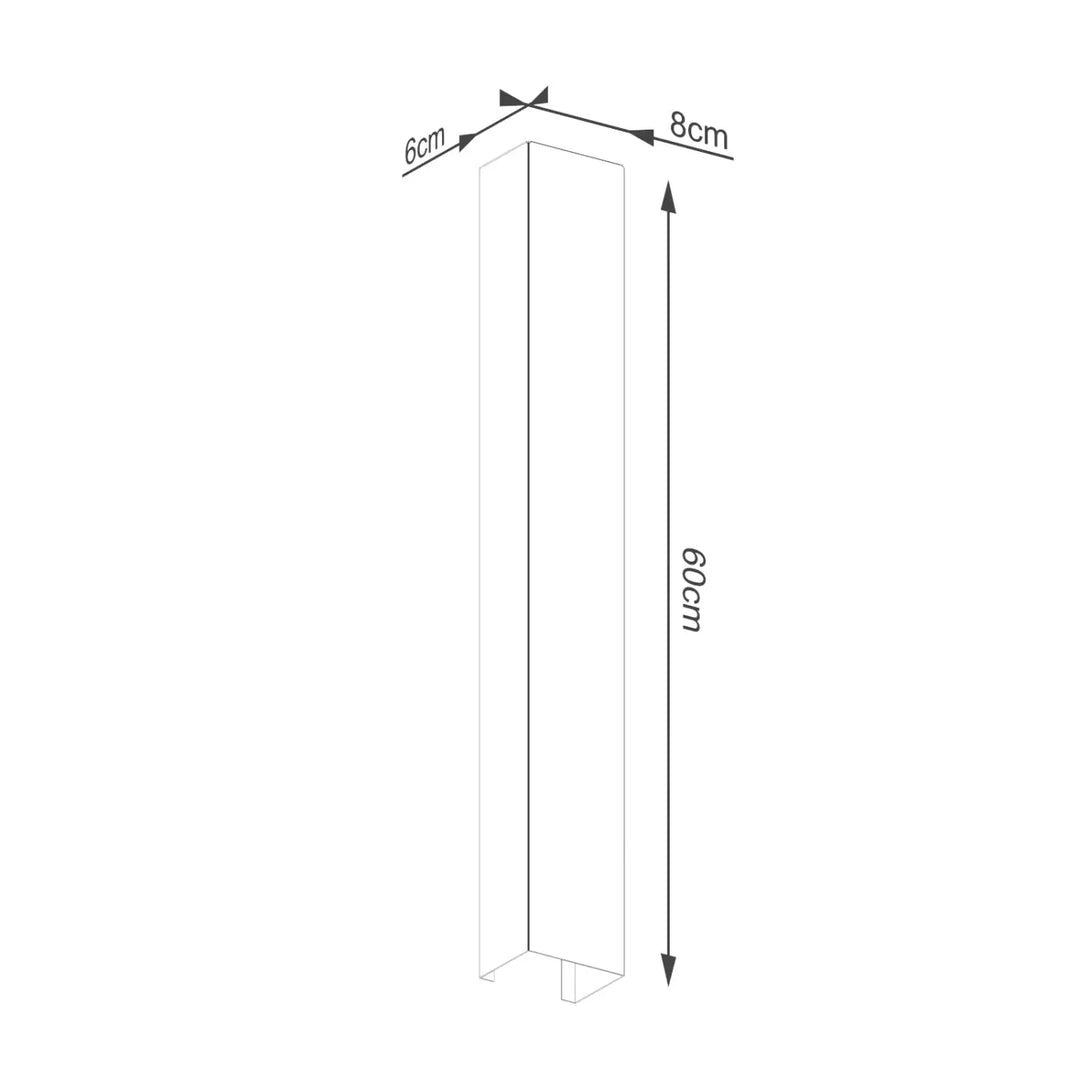 Pilier rectangulaire de 60cm x 8cm finition blanc élégant avec marquages précis de la collection freya cinq coloris