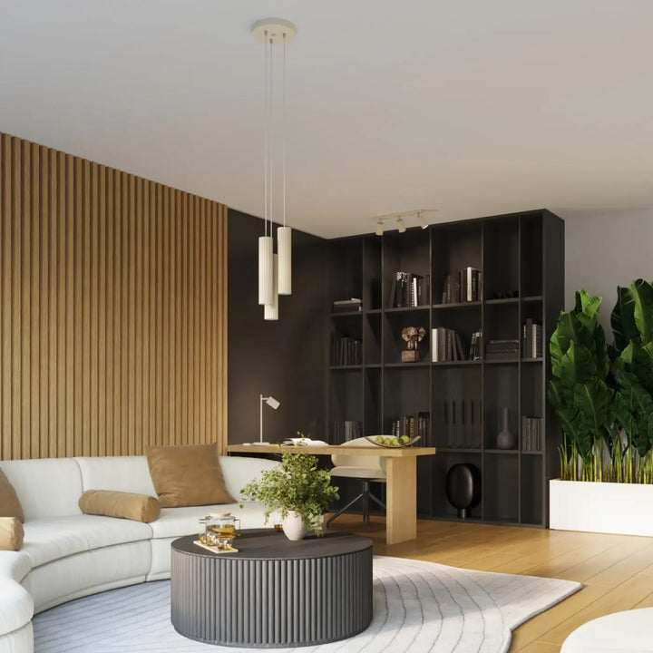Plafonnier karbon allie design minimaliste gris foncé côtelé avec ampoules gu10 interchangeables pour salon