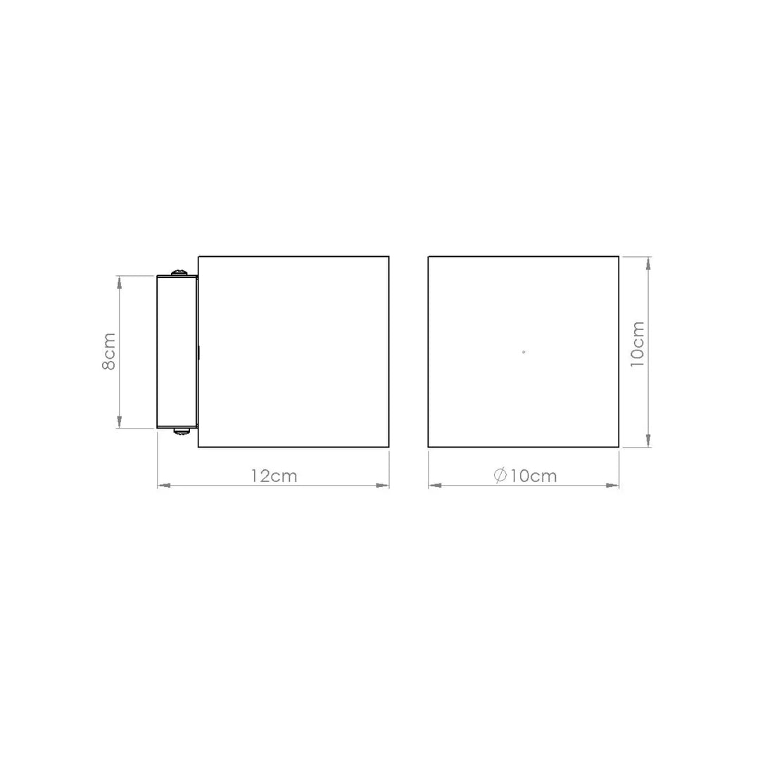 Applique orbis design contemporain en béton beige avec forme originale carré minimaliste 12cm x 8cm à charnière