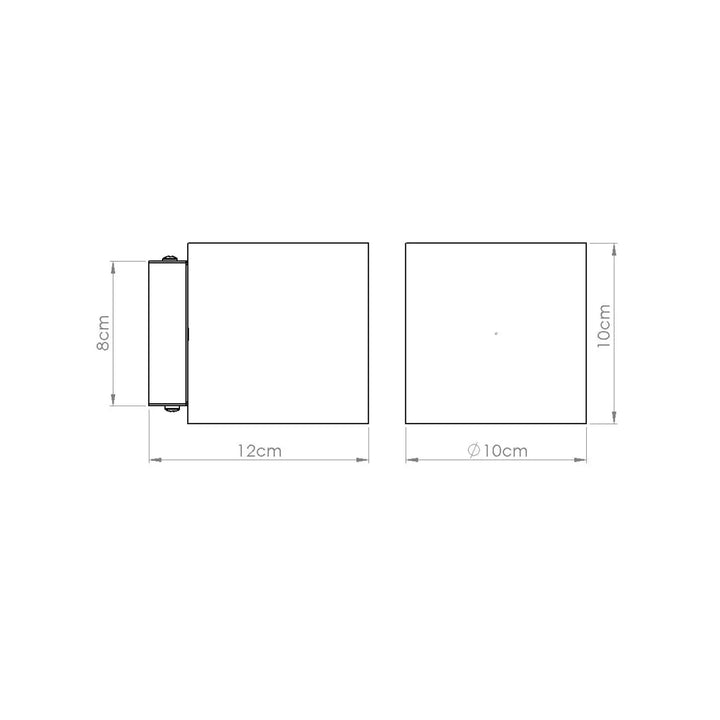Applique orbis design contemporain en béton beige avec forme originale carré minimaliste 12cm x 8cm à charnière