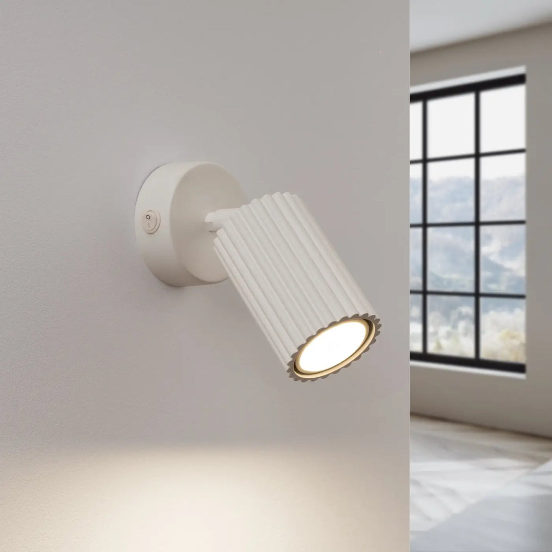 Applique murale karabon beige avec interrupteur, design minimaliste, éclairage led chaud, ampoules gu10 interchangeables