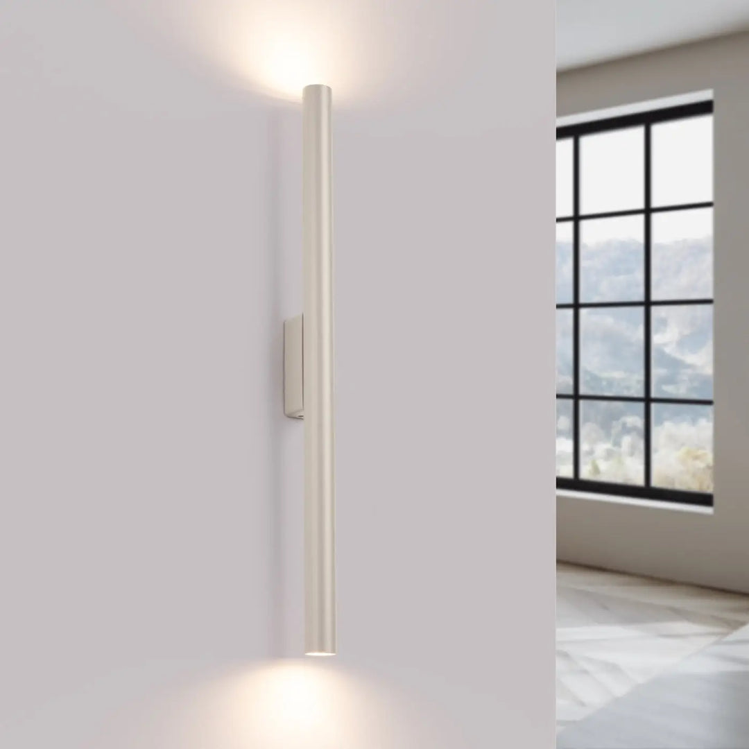 Applique murale pastelo 2 beige design moderne cylindrique métal brossé suspension pastelo solution parfaite